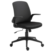 Vinsetto Silla de Oficina Ergonómica Silla Escritorio Giratoria para Adolescentes Ajustable en Altura con Reposabrazos Abatible Soporte Lumbar y Respaldo Transpirable Ligera 57x61x93-102 cm Negro(m-1)