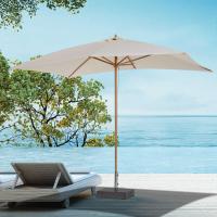 Outsunny Sombrilla Parasol de Madera y Cubierta de Poliéster 180g/m2 para Jardín Terraza 2x2,95x2,55 m Crema