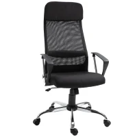 Vinsetto Silla de Oficina Ergonómica Silla de Escritorio Basculante Giratoria con Altura Ajustable del Asiento para Hogar Oficina 62x62x118-128 cm Negro(m-1)