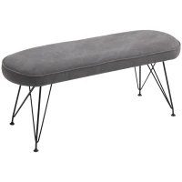 HOMCOM Banco de Cama Otomano Taburete Sofá Acolchado con Patas de Metal Horquilla para Sala de Estar Pasillo Dormitorio 106x35x45 cm Gris(m-1)