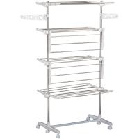 HomCom Tendedero de Ropa tipo Colgador Móvil Blanco y Acero Inoxidable (80-142)x55x172 cm