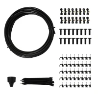 Rociador de Agua para Jardines Sistema de Enfriamiento por Nebulización Diferentes Boquillas Grifo de Latón para Patio al Aire Libre Kit Difusor Negro 12 m(m-1)