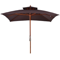 Outsunny Sombrilla de Jardín y Terraza con Parte Superior a Dos Niveles Sistema de Polea Impermeable Poliéster 3x3m Marrón