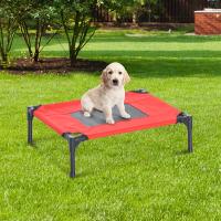 PawHut Cama para Mascotas Cama Elevada para Perros Gatos Portátil de Malla Transpirable para Interior Exterior 64x46x18 cm Rojo