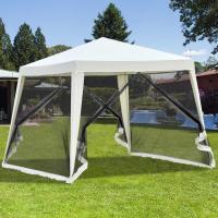 Outsunny Carpa Pabellón de Jardín 3x3x2,45m Carpa con Mosquitero Exterior Gazebo de Acero Poliéster al Aire Libre Color Beige