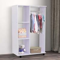 HOMCOM Armario Abierto Colgador Madera Colgador Ruedas 80x40x128cm Blanco