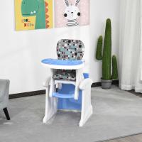 HOMCOM Trona para Bebés 3 en 1 para +6 Meses Multifuncional Ajustable en 3 Posiciones Respaldo Alto Acolchado con 2 Bandejas 57x59x105cm Azul