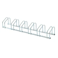 HOMCOM Soporte para Aparcar 6 Bicicletas Aparcamiento 6 Bicicletas para Suelo y Pared Garaje Almacenamiento Acero 179x33x27 cm Plata(m-1)