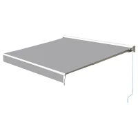 Outsunny Toldo Retráctil de Pared 250x200 cm Automática y Manual con Manivela y Mando a Distancia Luces LED Ajustable en Ángulo para Exterior Balcón Jardín Terraza Aluminio Gris(m-1)