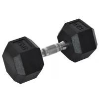 HOMCOM 15KG Single Rubber Hex Dumbbell Portable Hand Weights Dumbbell Home Gym(m-11)