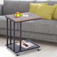HOMCOM Mesa Lateral Mesa Auxiliar con Ruedas para Sofá Salón Dormitorio Estilo Industrial Retro Mesa Café Ordenador Metal y Madera 51x36x61cm