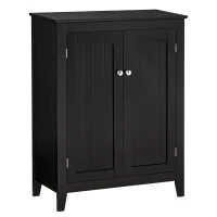 HOMCOM Aparador de Cocina Mueble Auxiliar de Almacenaje con 2 Puertas y Estantes Ajustables para Salón Baño Entrada 70x30x90 cm Negro(m-1)