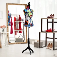 HOMCOM Maniquí Femenino de Costura Busto de Señora para Modistas Exhibición con Altura Ajustable a 130-168 cm Base de Trípode Negro(m-2)