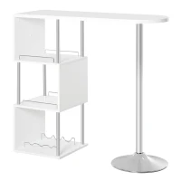HOMCOM Mesa de Bar Mesa Bistró de Comedor con 3 Estantes y Botellero para Vino Mesa Moderna y Elegante Metal Antivuelco 113x40x105 cm Blanco(m-1)