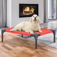 PawHut Cama para Mascotas Cama Elevada para Perros Gatos Portátil de Malla Transpirable para Interior Exterior 76x61x18 cm Rojo