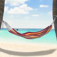 Outsunny HAMACA para Colgar 210x150 cm COLOR Morado para 2 PERSONAS para Playa Piscina Jardin Camping 70% Algodon