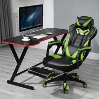 Vinsetto Silla Racing Silla Ergonómica de Escritorio para Oficina Regulable en Altura Reclinable Respaldo con Reposapiés Reposacabezas Cojín Lumbar Ruedas 65x70x118,5-128,5 cm Verde