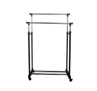 HomCom® Perchero Altura Regulable Colgador Ropa 4 Ruedas Acero Inoxidable Negro 80x43x85-155cm