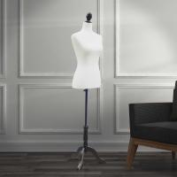 HomCom Maniquí Femenino de Costura Busto de Señora para Modistas Exhibición Altura Ajustable a 130-168cm Blanco