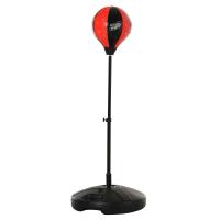 HOMCOM Saco de Boxeo para Niños Altura Ajustable con Guantes Soporte Estable Resorte de 360 Grados 38x38x87-120cm Negro y Rojo