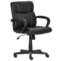 Vinsetto Silla de Oficina Ergonómica Silla de Escritorio Giratoria con Altura Ajustable Asiento Reposabrazos y Respaldo Acolchados de Piel Sintética 61x69x90-100 cm Negro(m-1)