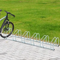 HOMCOM Soporte para Aparcar 6 Bicicletas Aparcamiento 6 Bicicletas para Suelo y Pared Garaje Almacenamiento Acero 179x33x27 cm Plata(m-2)