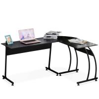 HOMCOM Mesa de Computadora en Forma de L Escritorio para Estudio Oficina Minimalista Moderno con Gran Espacio 112,5x152x74 cm Negro
