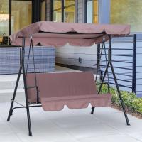 Outsunny Columpio Jardín tipo Balancín Metal Mecedora Metal 3 Plazas Toldo Regulable Cojín Acolchado Terrza Balcón Exterior 172x110x152cm Marrón
