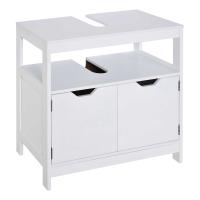 kleankin Armario para Debajo de Lavabo Gabinete de Baño con Estante 2 Puerta de Almacenamiento Resistente a la Humedad 60x30x60cm