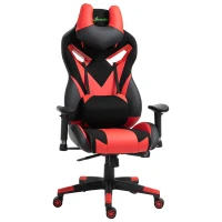 Vinsetto Silla Gaming Ergonómica Silla de Escritorio de Oficina Giratoria con Altura Ajustable Reclinable de 135° Reposabrazos Regulable Reposacabezas y Lumbar Extraíbles 70x71x125-133 cm Rojo(m-1)