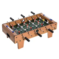 HOMCOM Futbolín de Mesa para Niños de +3 Años Juego Mesa de Fútbol de Madera con 2 Bolas 6 Asas 2 Marcadores de Puntos 18 Jugadores 69x37x24 cm Natural(m-1)
