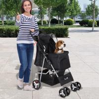 PawHut Cochecito Plegable Mascotas 75×46×94 cm Perro Gato Carrito Ruedas Giran 360 grados con Freno Negro