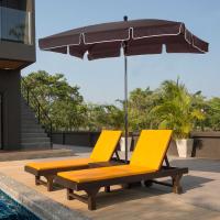 Outsunny Sombrilla Rectangular Grande Parasol con Ángulo Ajustable para Patio Terraza o Jardín 198x130x240cm En Color Marrón