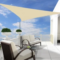 Outsunny Toldo Vela Triangular 5x5x5m Toldo Tipo Sombrilla Triángulo para Terraza Jardín o Camping de Acero y Polietileno HDPE 185 g/m²  Color Arena(m-2)