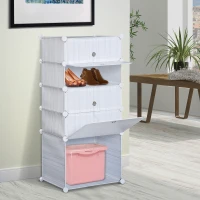 HOMCOM Armario Modular Plástico Estantería 5 Cubos Ropero Zapatero Aparador Combinado Ropero Zapatero Combinado Mueble Organizador Ropa Zapatos Accesorios Juguetes(m-2)