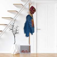 HOMCOM Perchero de Pie con Zapatero Colgador Tipo Árbol Moderno 6 Ganchos Colgador de Ropa Bolsa Banco con Almacenamiento Pasillo Entrada Bambú y MDF 40x30x180cm