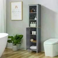 Kleankin Freestanding Bathroom Storage Cabinet Space Saver w/ Adjustable Shelf Cupboard(m-9)