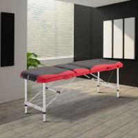 HOMCOM Camilla De Masaje Acolchada de Aluminio Plegable y Portátil para Tatuaje Fisioterapia Deporte 185x60cm Negro y Rojo