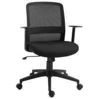 Vinsetto Silla de Oficina Ligera Silla de Juvenil con Altura Ajustable Reposabrazos Soporte Lumbar Respaldo Transpirable y Función Basculante 58x60x89-99 cm Negro(m-1)