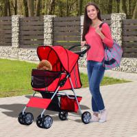 Pawhut 1571260031 - cochecito paseo mascotas rojo plegable 75x45x97cm