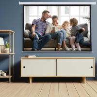 HomCom Pantalla del Proyector Eléctrica Pantalla para Proyección Motorizada 100" 4:3 con Control Remoto Cine en Casa Presentaciones