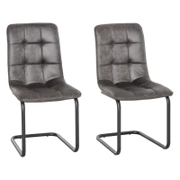 HOMCOM Conjunto de 2 Sillas de Comedor Tapizadas en Terciopelo con Asiento y Respaldo Acolchados Patas de Metal Estilo Moderno y Nórdico 57x45x88 cm Gris Oscuro(m-1)
