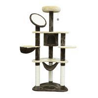 PawHut Rascador para Gatos 153x65x50 cm Arbol para Arañar Poste Centro De Actividades Gato Color Marron