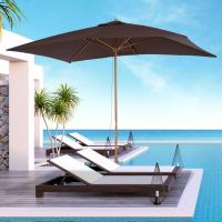 Sombrilla tipo Parasol para Terraza Patio y Jardín - Mástil de Madera - Color Chocolate - 2x3 m