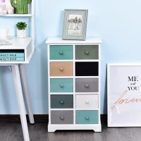 HOMCOM Armario Auxiliar 10 Cajones 45x28x75cm Cajonera Multicolor Comoda Casa Oficina(m-2)