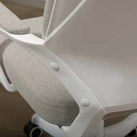 Vinsetto Kantoorstoel Computerstoel, in hoogte verstelbaar, kantelbare rugleuning, 5 wielen, Beige + Wit(m-5)