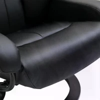 HOMCOM Massage Recliner Armchair, w/ Footstool, Leather, 145° Reclining, 360° Swivel, 10-point Massage, Black(m-7)