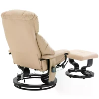 HOMCOM Swivel Recliner Chair, w/ Footstool, Leather, 145° Reclining, 360° Swivel, 10-point Massage, White(m-9)