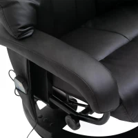 HOMCOM Massage Recliner Armchair, w/ Footstool, Leather, 145° Reclining, 360° Swivel, 10-point Massage, Black(m-6)