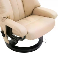 HOMCOM Swivel Recliner Chair, w/ Footstool, Leather, 145° Reclining, 360° Swivel, 10-point Massage, White(m-7)